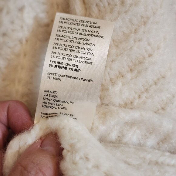 Free People Carter Pullover  L/G Cream Knit Chunky Sweater - Picture 6 of 8